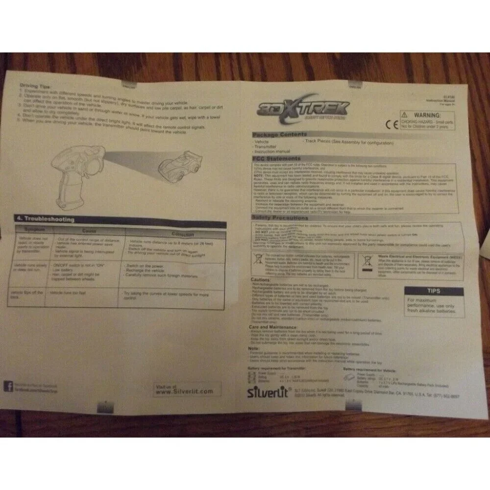 Silver-Lit 3DXTREK Tornado Stunt Set RC Car, Track, MISSING 2 PARTS